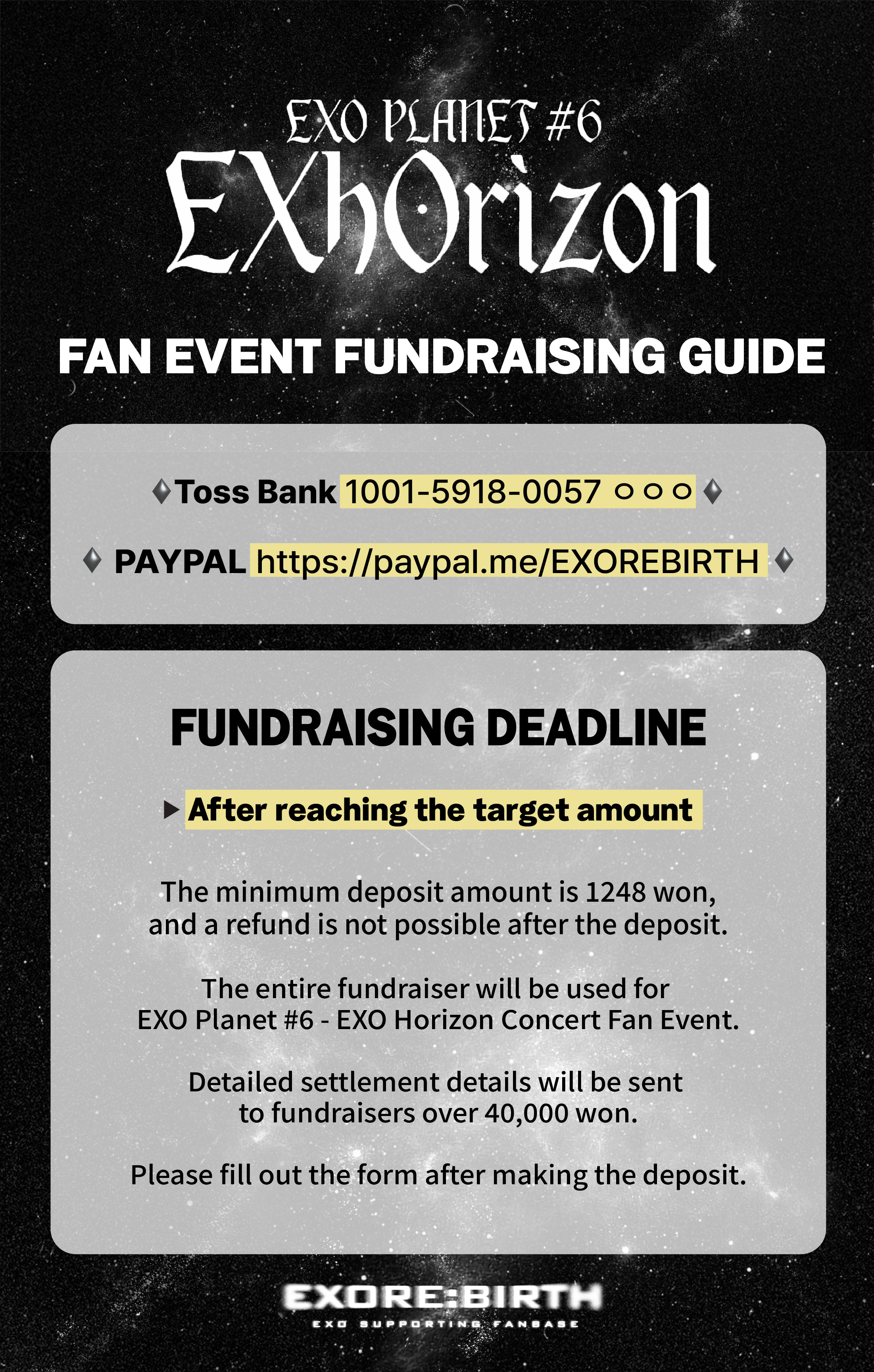 EXhOrizon fan event fundraising notice English